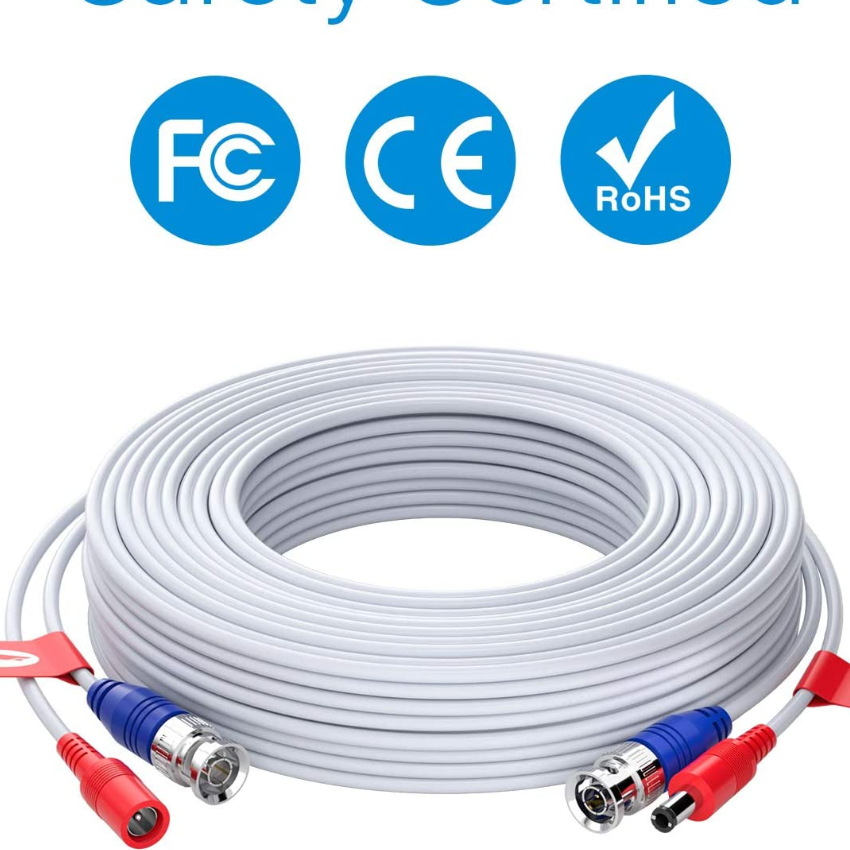 BNC+DC Camera Cable 20m White